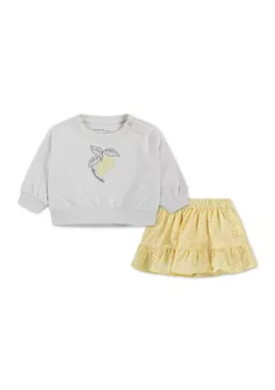 baby lemons fleece crew pullover and skort