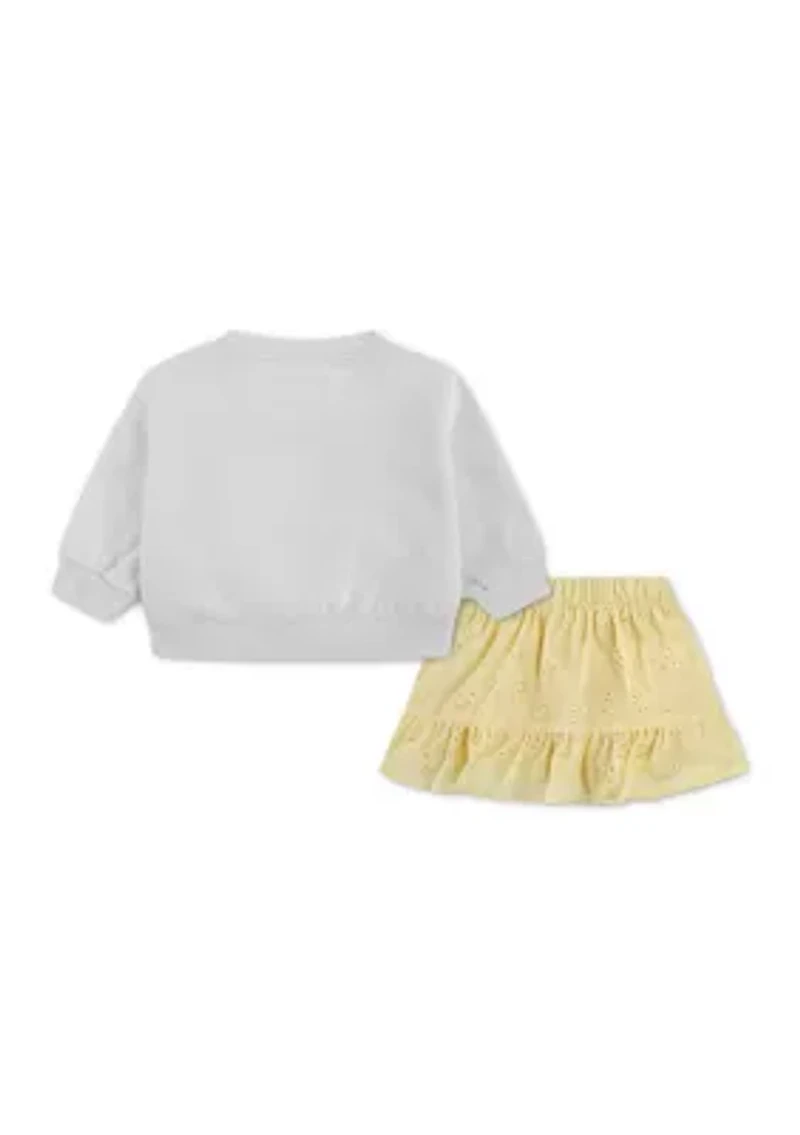 baby lemons fleece crew pullover and skort