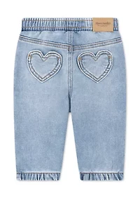 heart pocket denim jogger