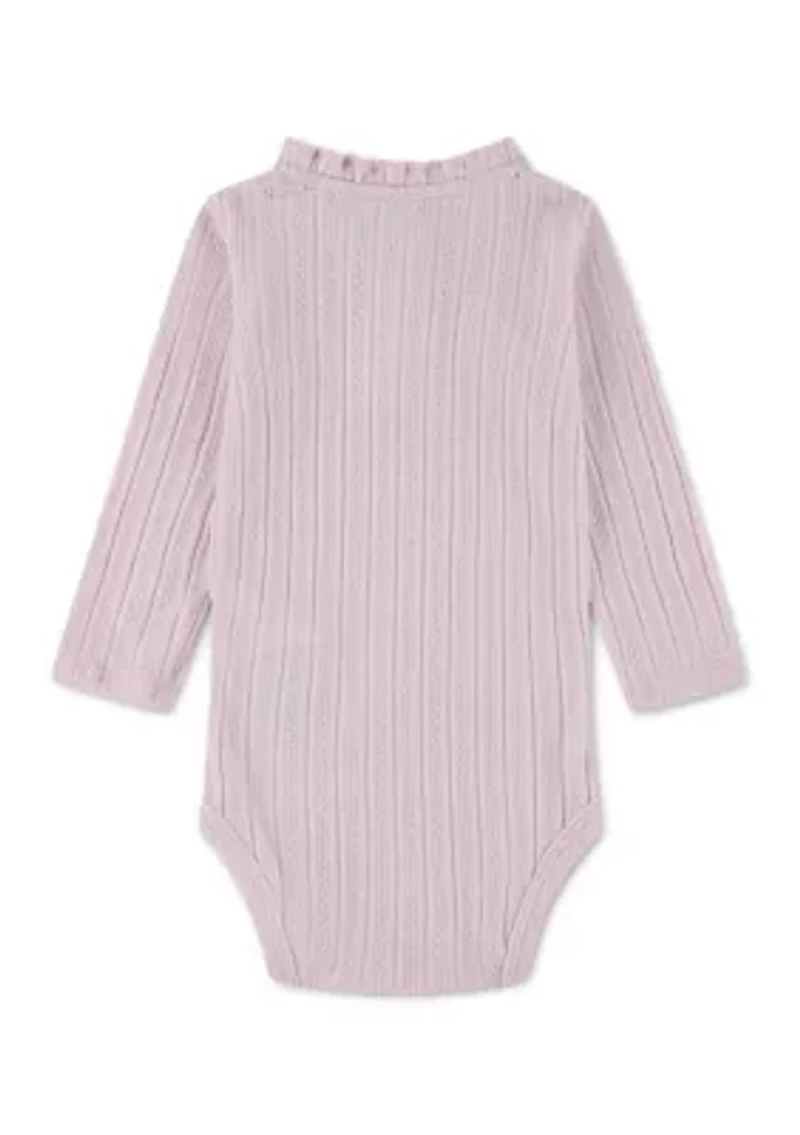 baby ruffle hem henley long sleeve bodysuit