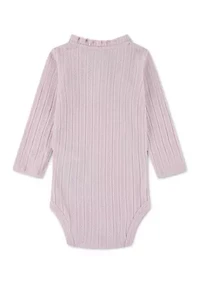 baby ruffle hem henley long sleeve bodysuit