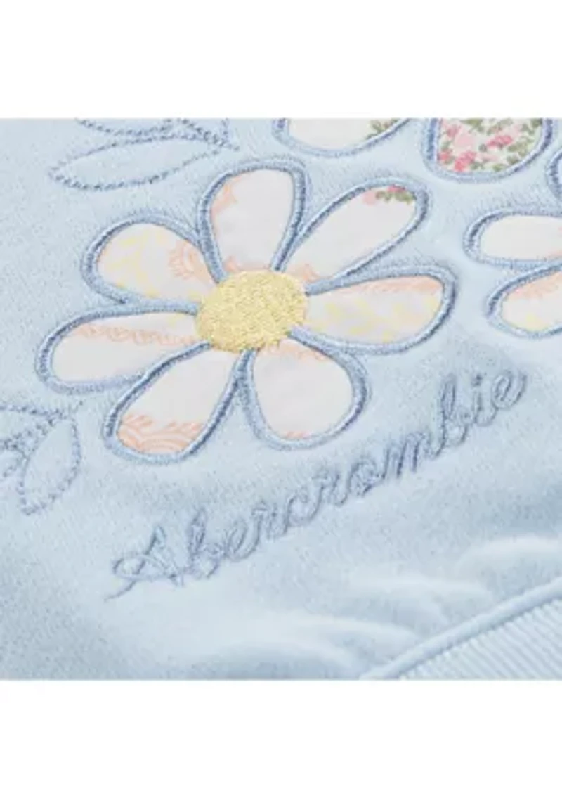 baby flower fleece crew and skort
