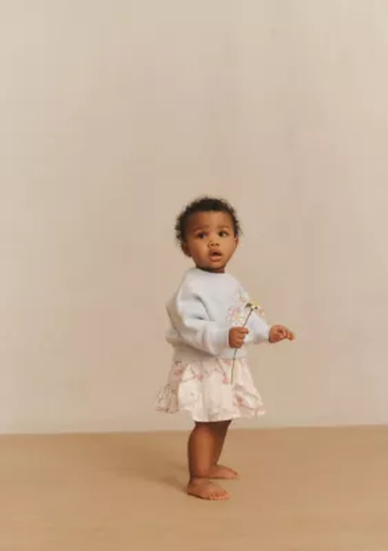 baby flower fleece crew and skort