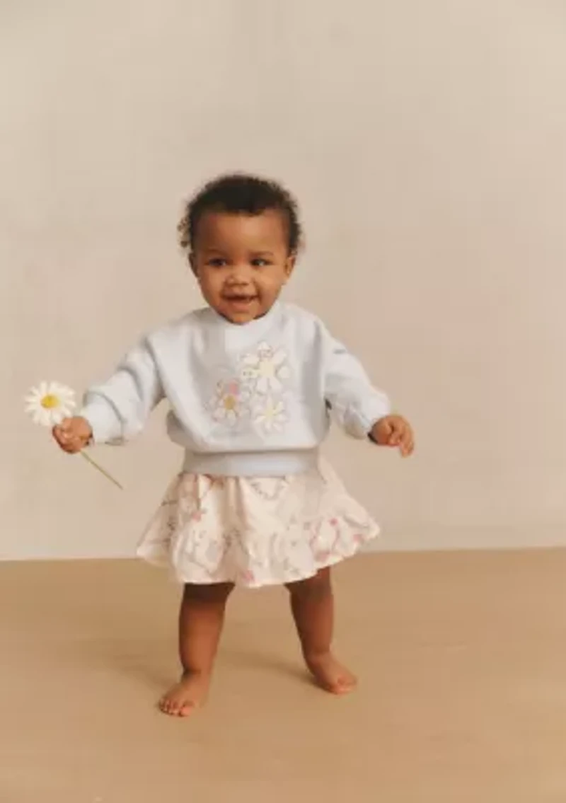 baby flower fleece crew and skort