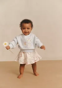 baby flower fleece crew and skort