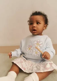 baby flower fleece crew and skort