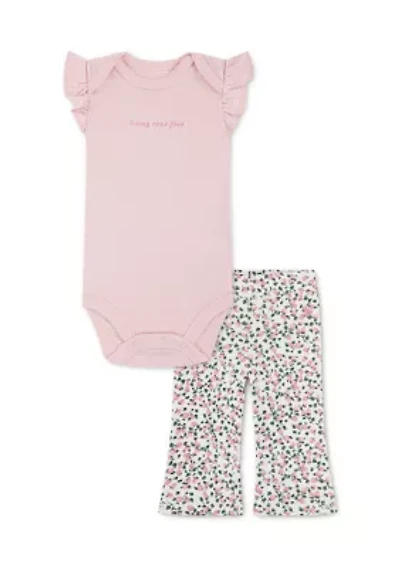 baby bodysuit and flare legging set