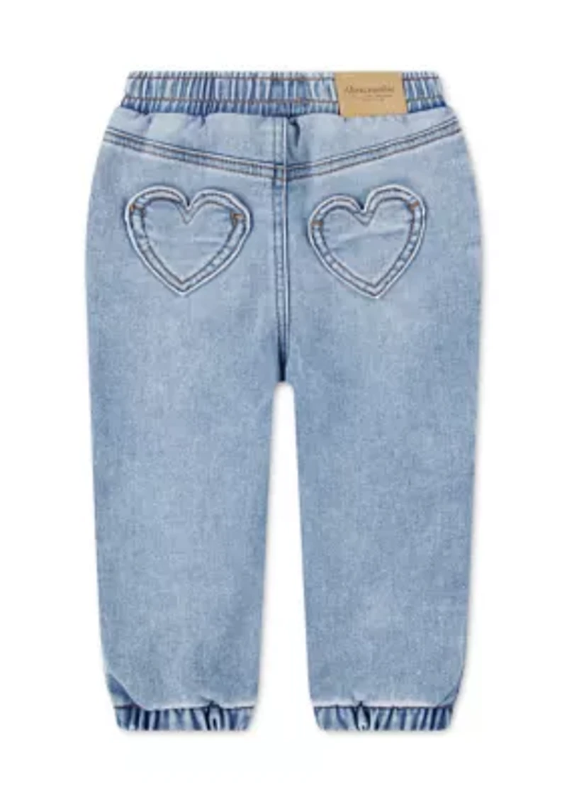 baby heart pocket denim jogger