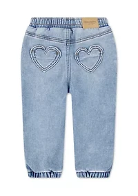 baby heart pocket denim jogger