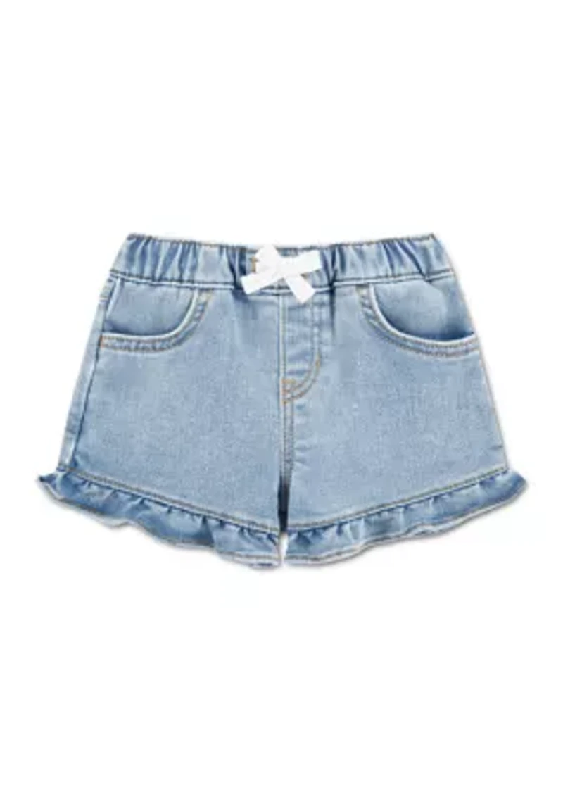 baby pull on denim ruffle short