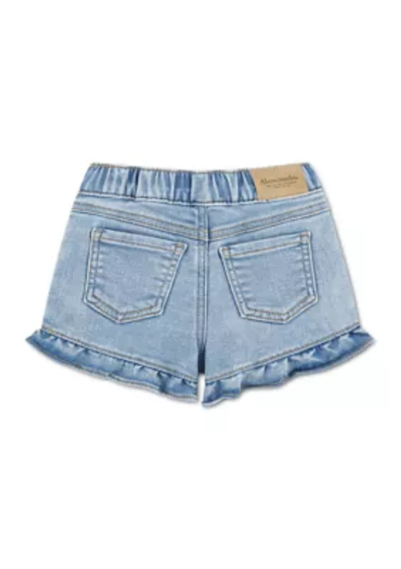 baby pull on denim ruffle short
