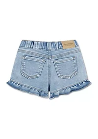 baby pull on denim ruffle short