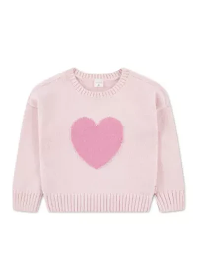 toddler heart oversized off shoulder sweater