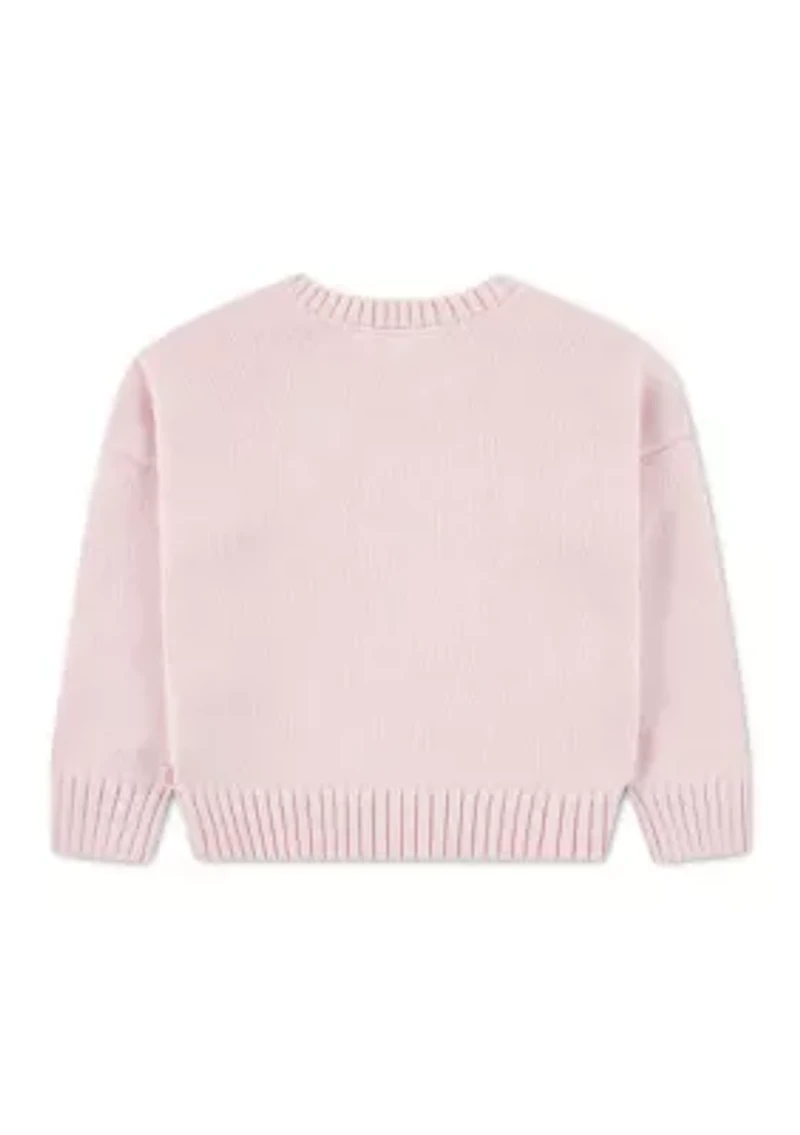toddler heart oversized off shoulder sweater