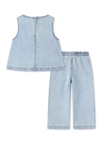 toddler denim ruffle top and pants set