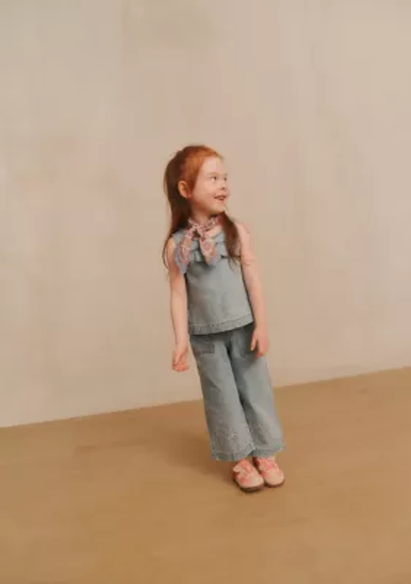 toddler denim ruffle top and pants set