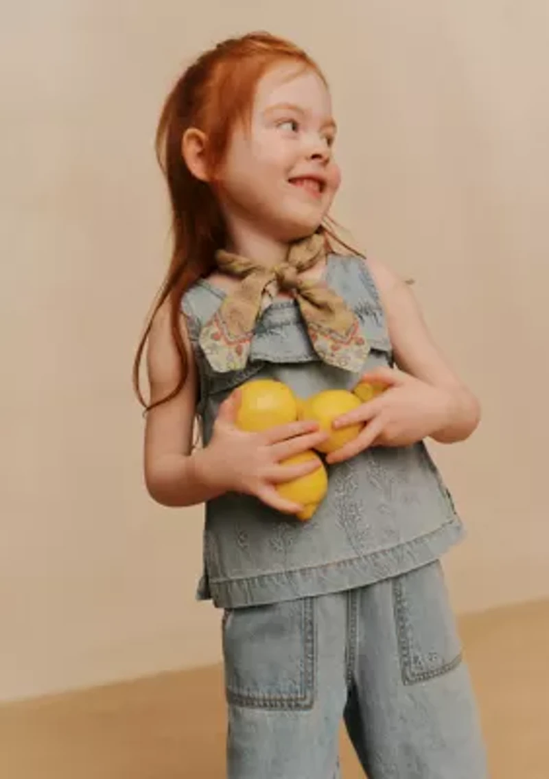 toddler denim ruffle top and pants set