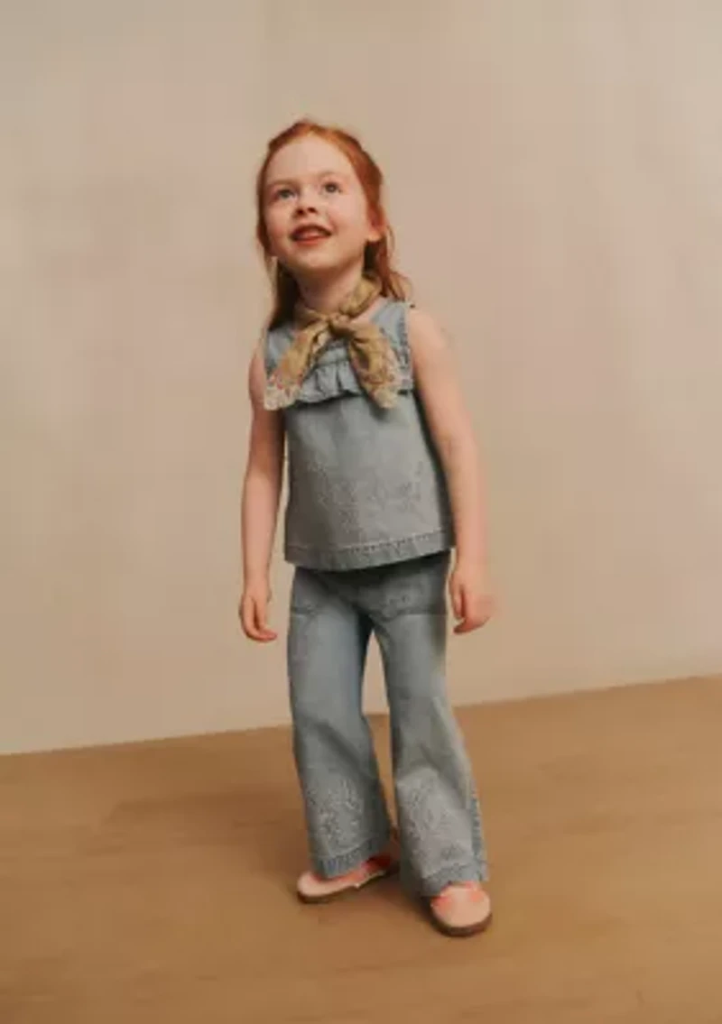 toddler denim ruffle top and pants set