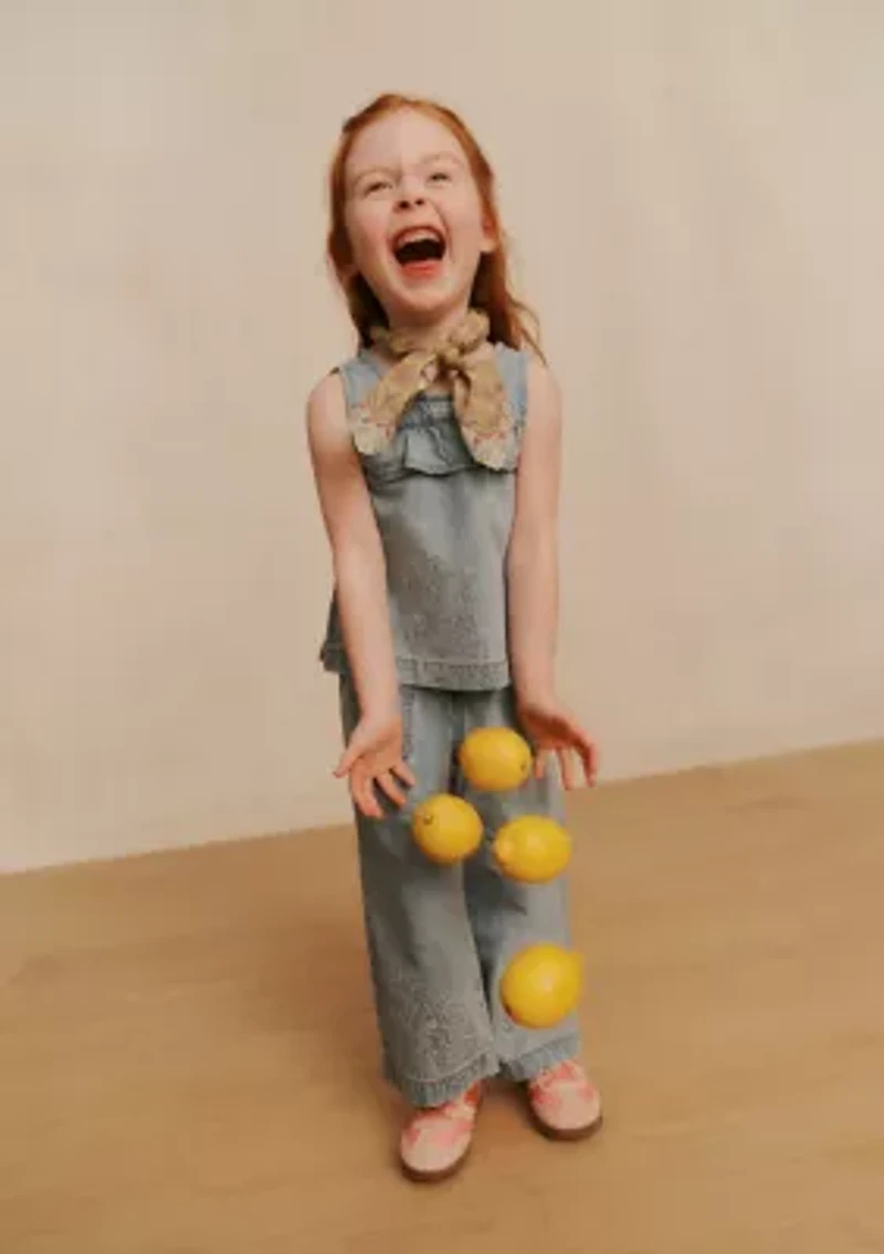 toddler denim ruffle top and pants set