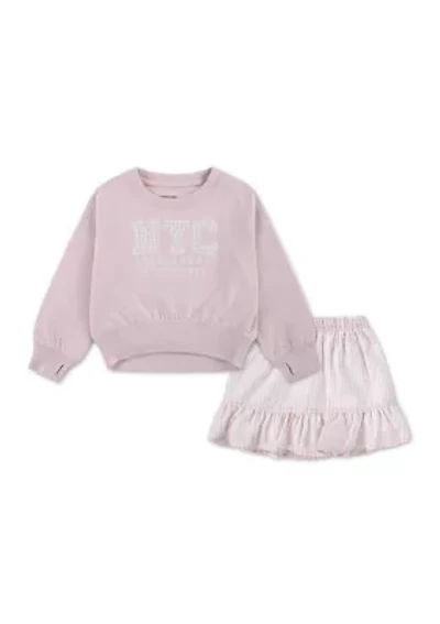 toddler NYC fleece crew neck pullover and skort set