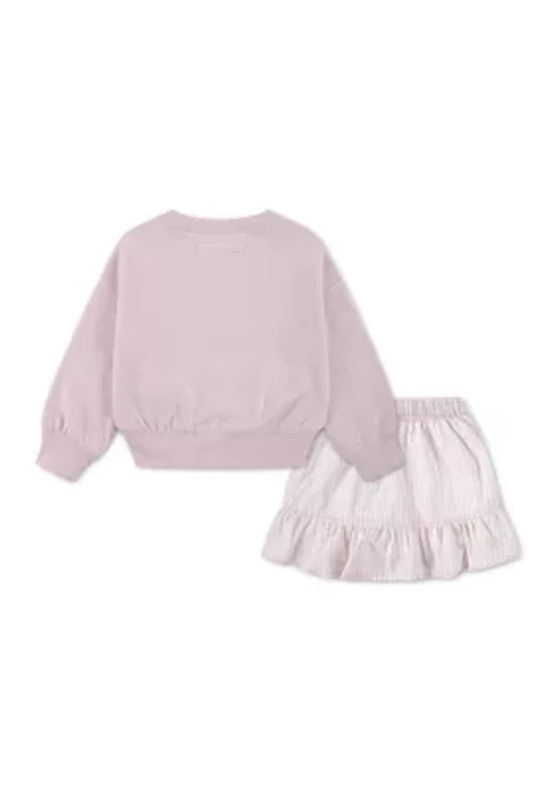 toddler NYC fleece crew neck pullover and skort set