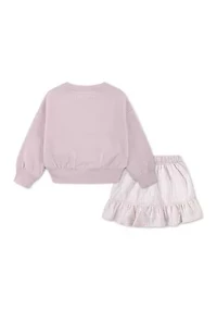 toddler NYC fleece crew neck pullover and skort set
