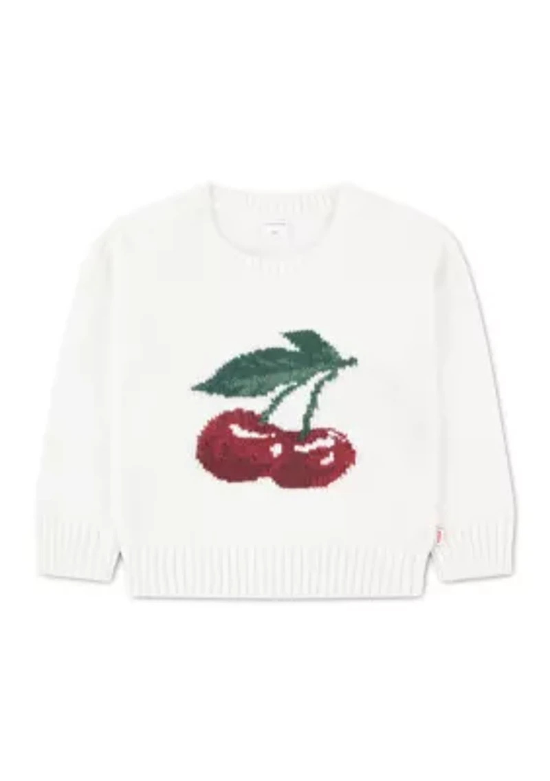 toddler cherry oversized crew neck sweatshirt