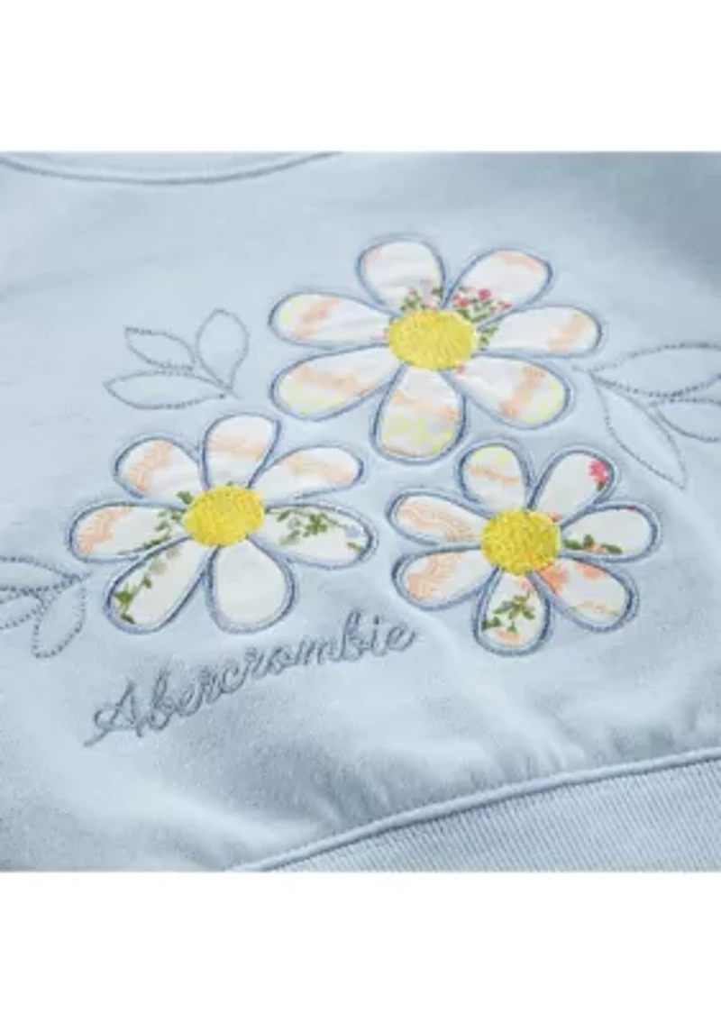 toddler flower fleece crew neck and skort set