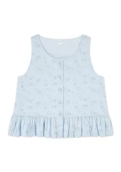 toddler button peplum tank