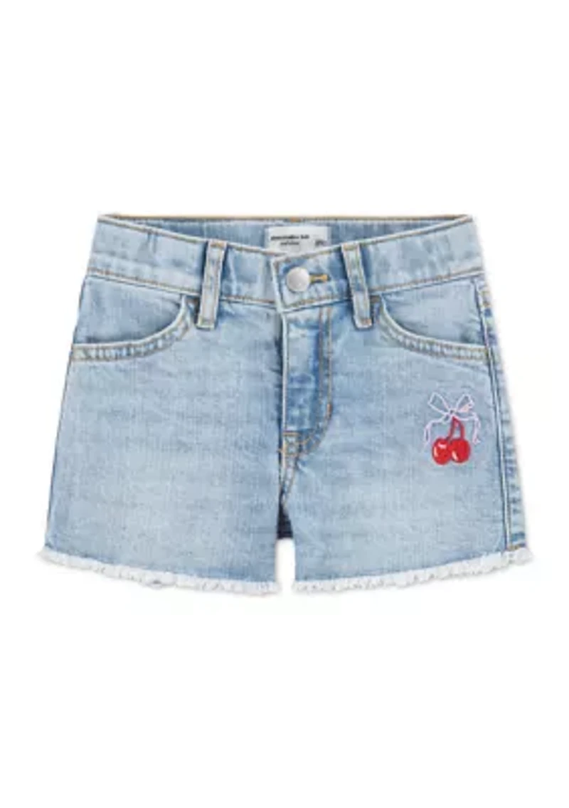 toddler cherry bow denim shorts