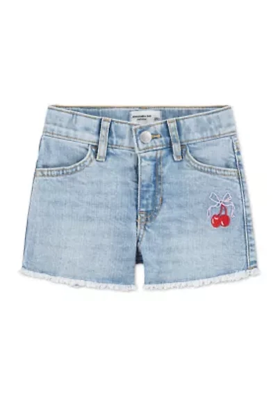 toddler cherry bow denim shorts