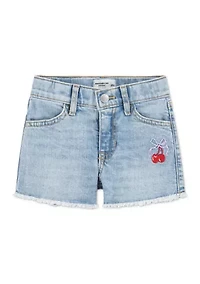 toddler cherry bow denim shorts