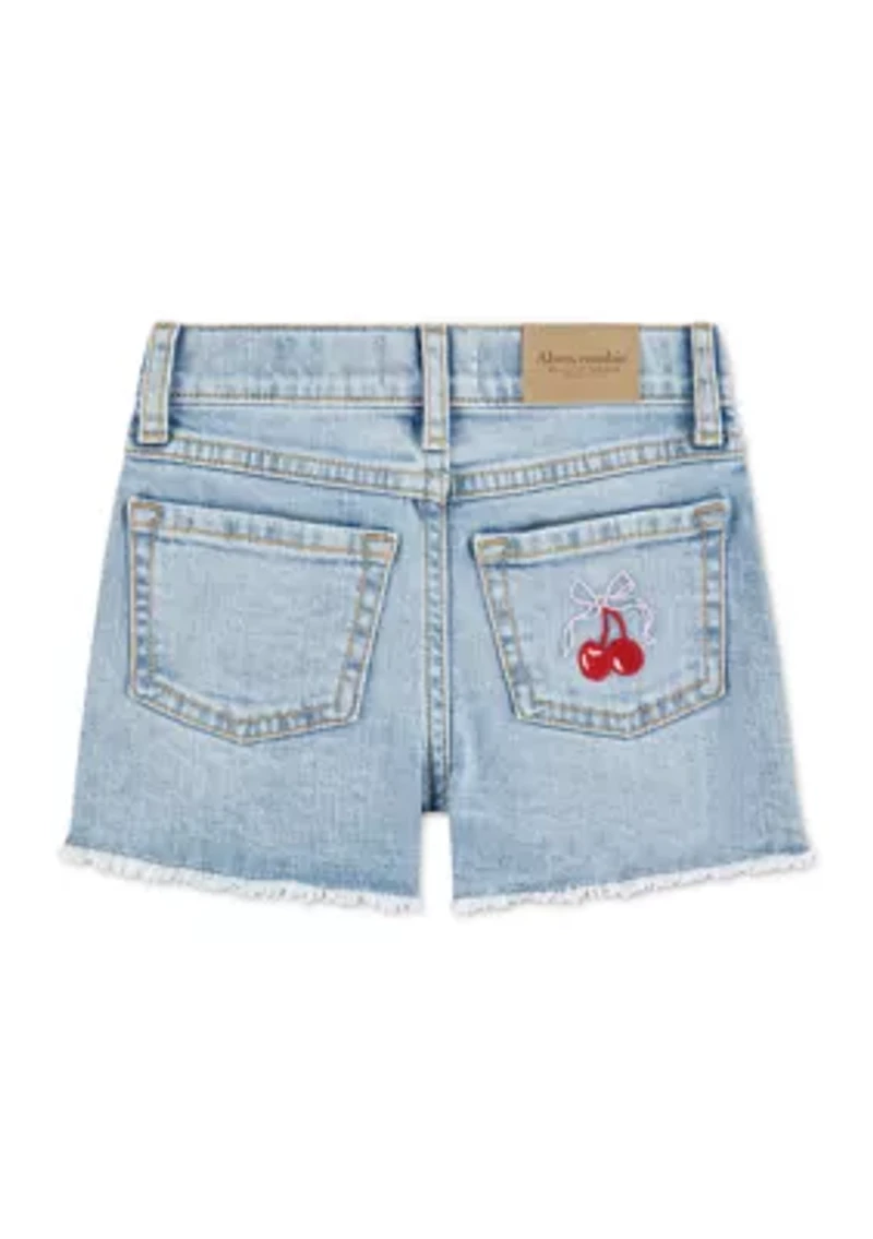 toddler cherry bow denim shorts