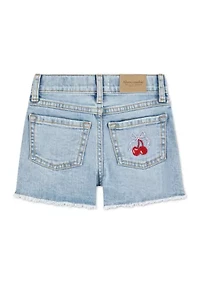 toddler cherry bow denim shorts