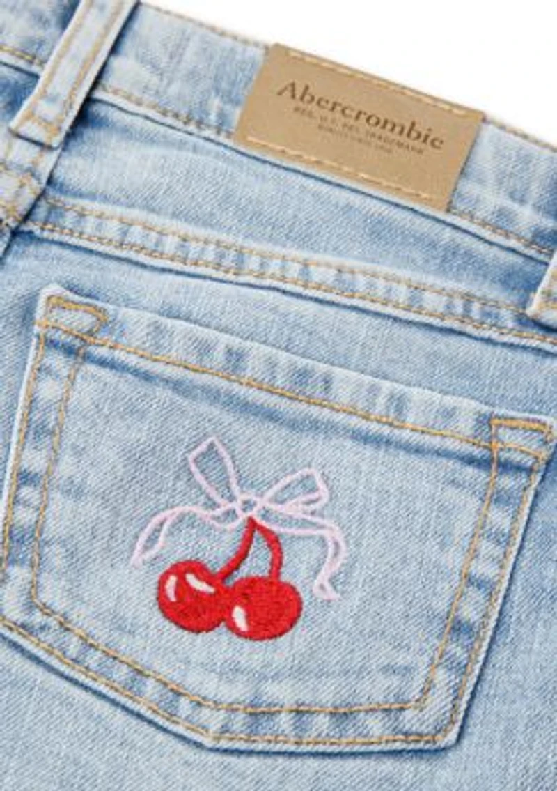 toddler cherry bow denim shorts