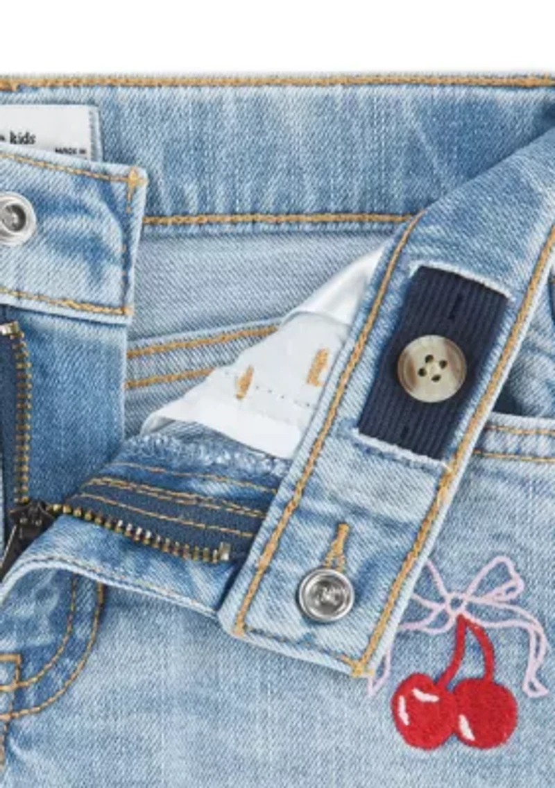 toddler cherry bow denim shorts