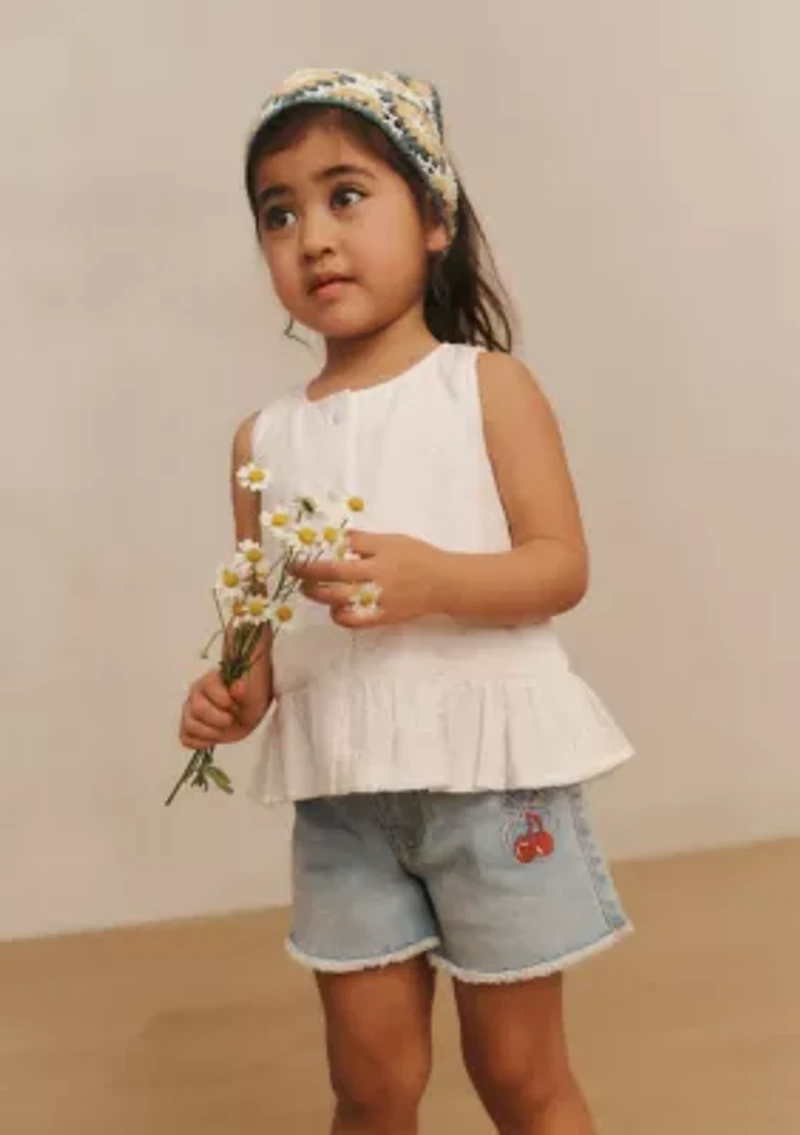toddler cherry bow denim shorts