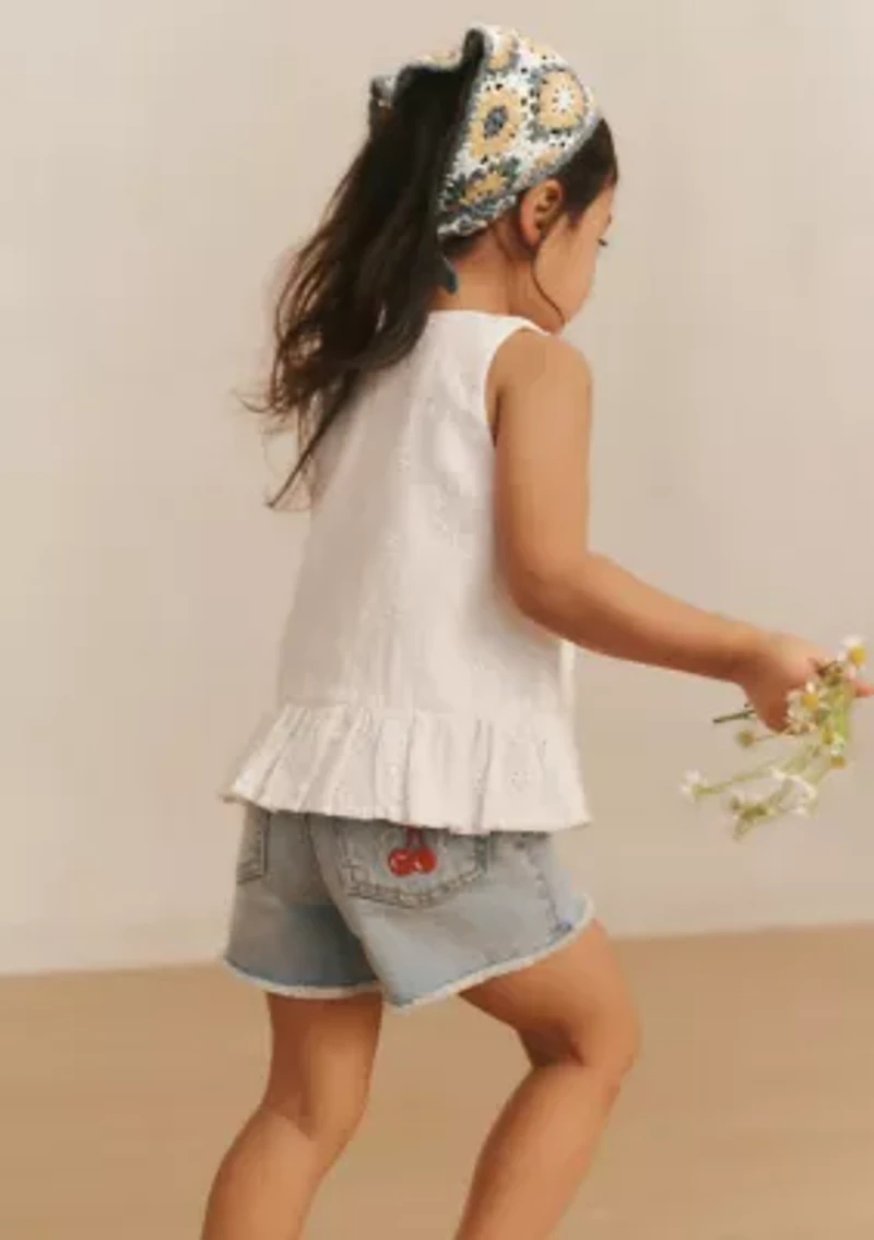 toddler cherry bow denim shorts