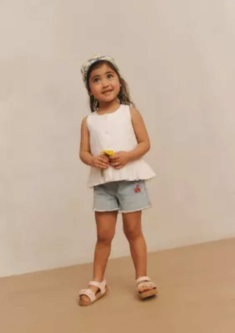toddler cherry bow denim shorts