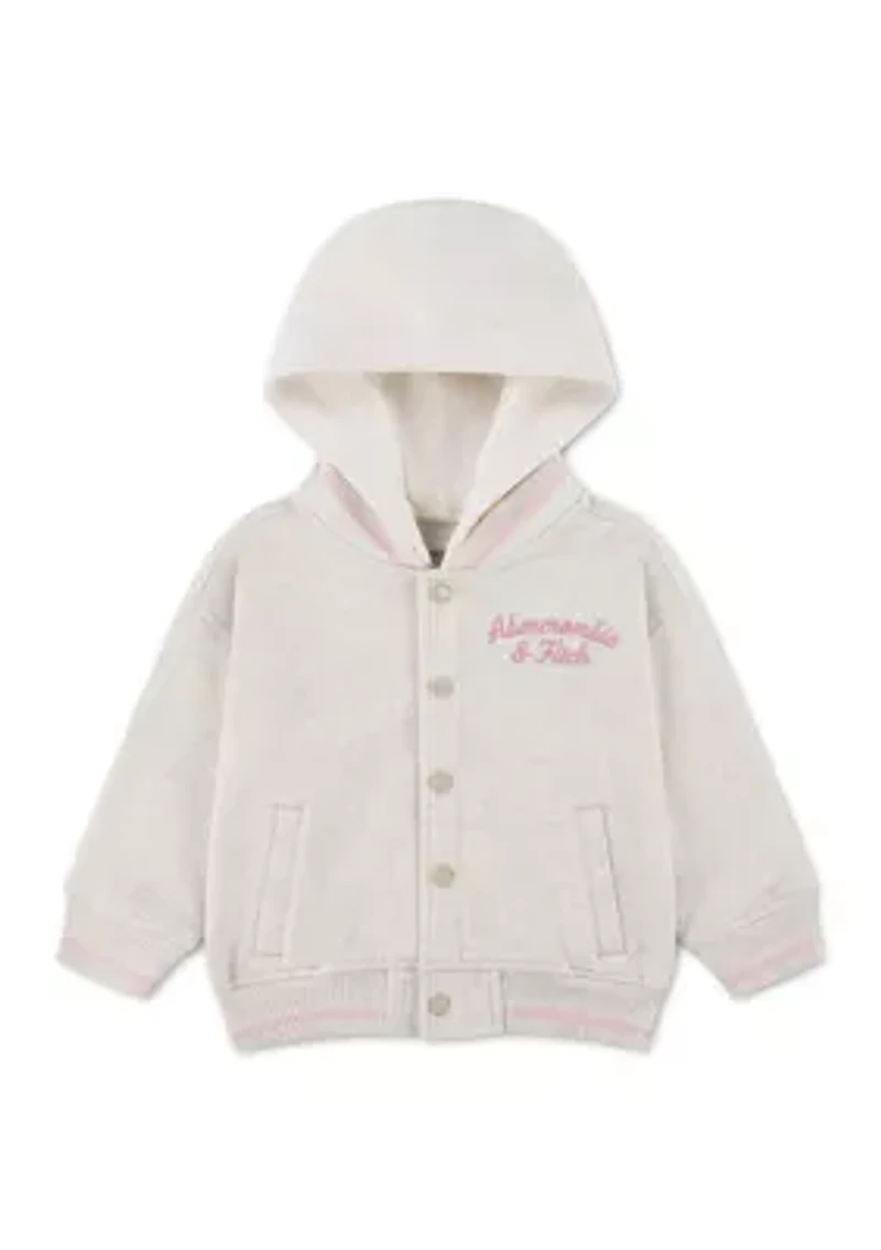 toddler logo varsity fleece hooded bomber jacket