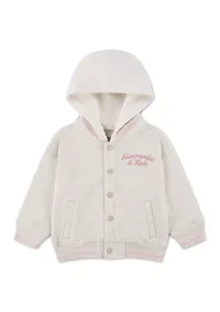 toddler logo varsity fleece hooded bomber jacket