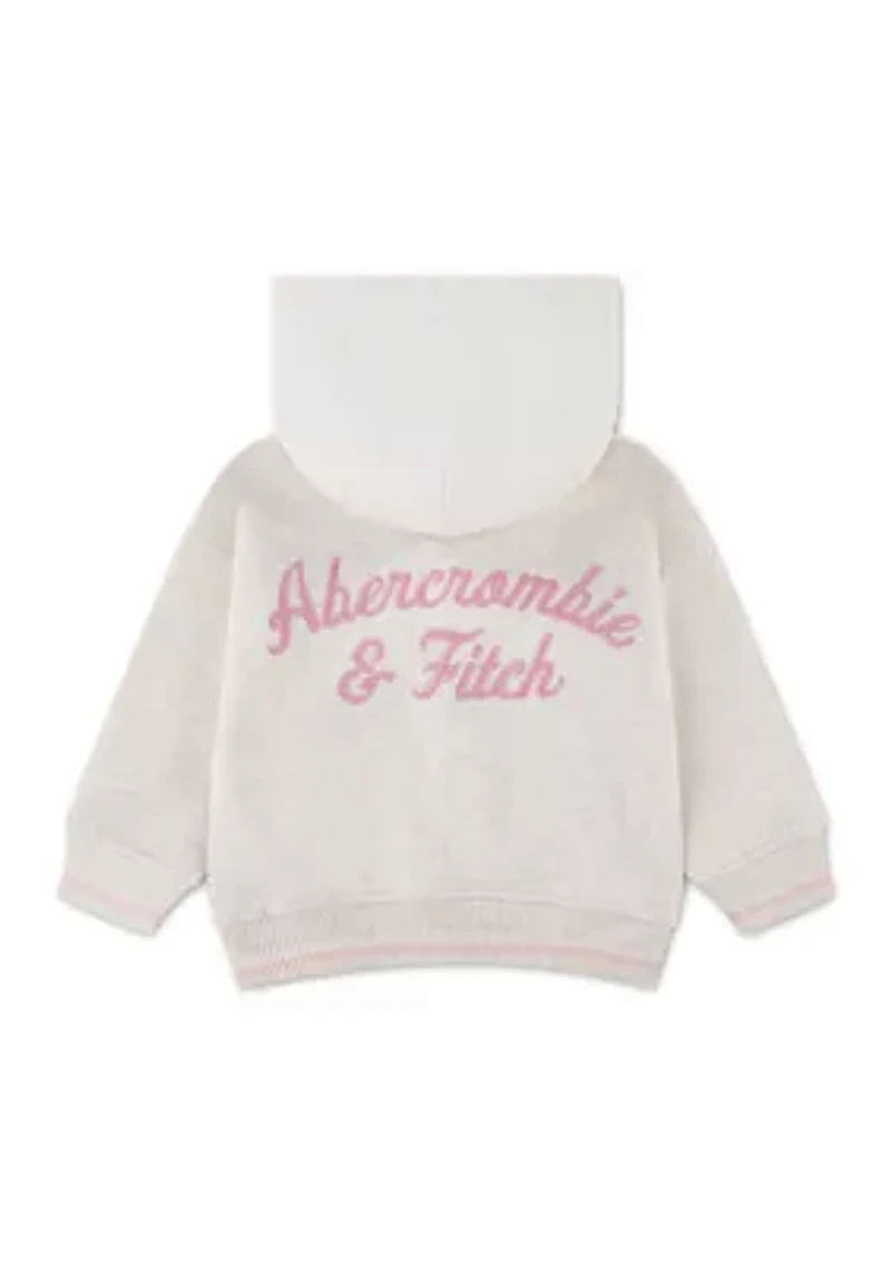 toddler logo varsity fleece hooded bomber jacket
