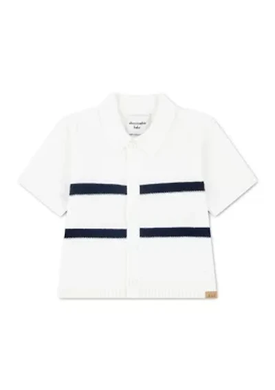 baby striped button through sweater