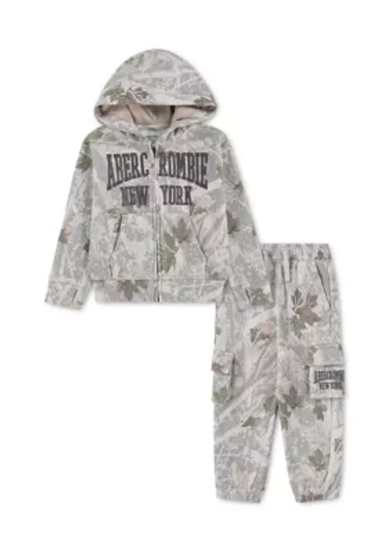 toddler tipped full zip hoodie and pants set