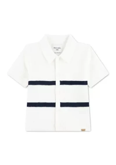 toddler boys striped button through sweater