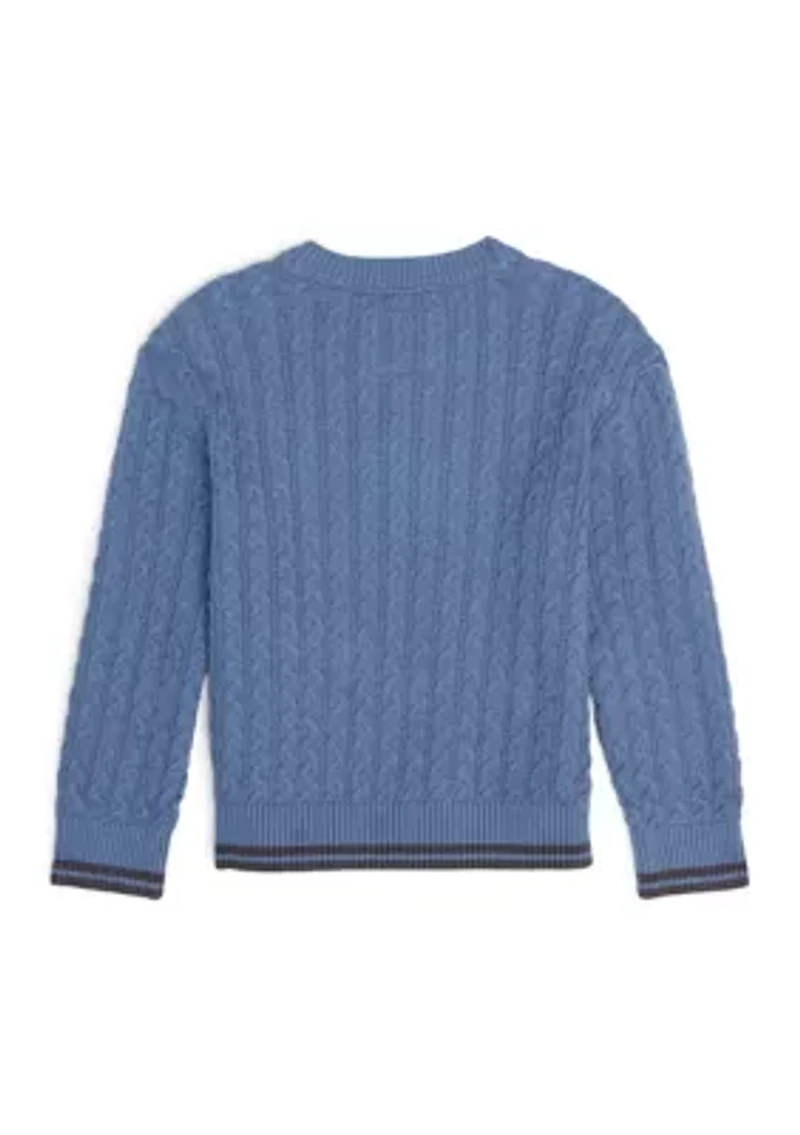 toddler cable-knit crew neck sweater