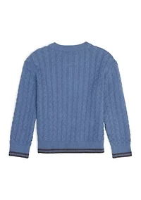 toddler cable-knit crew neck sweater