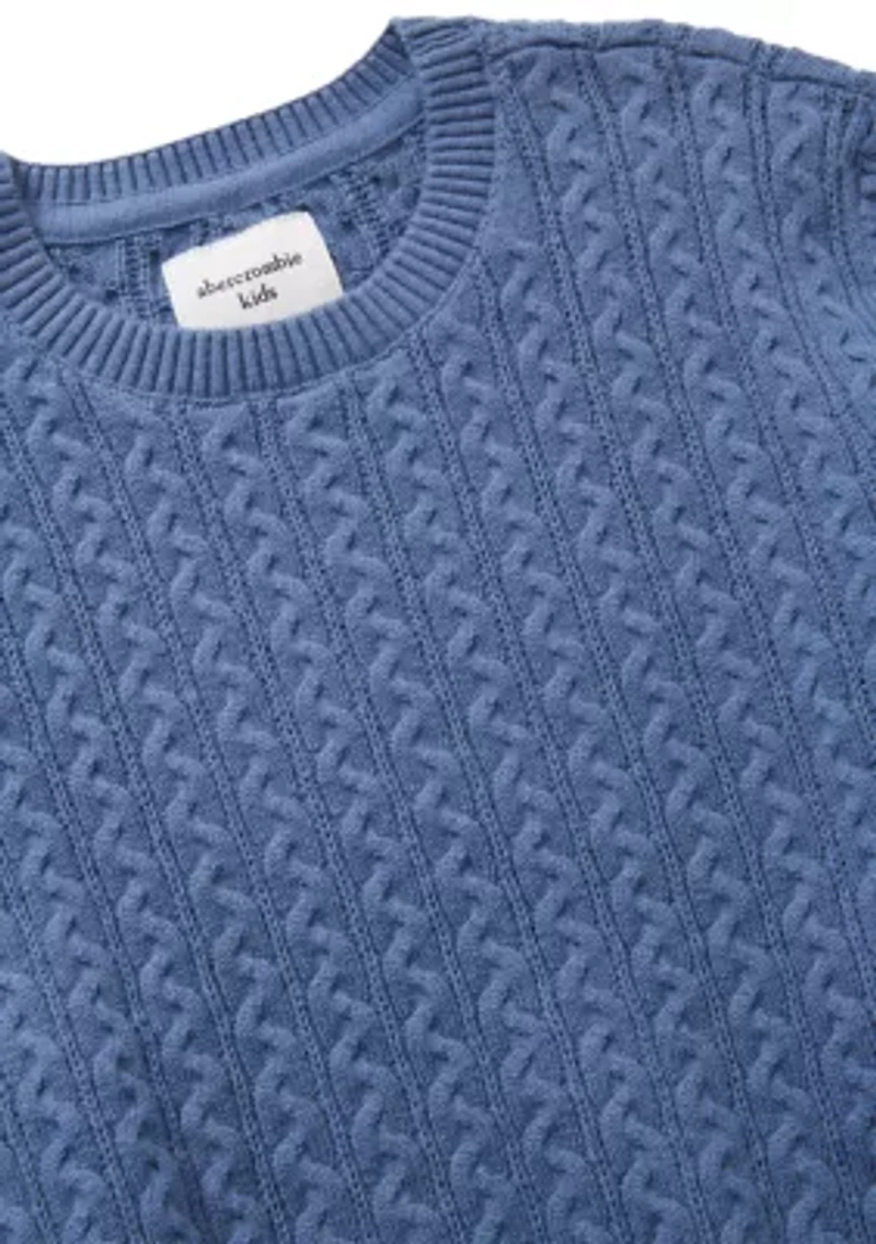 toddler cable-knit crew neck sweater