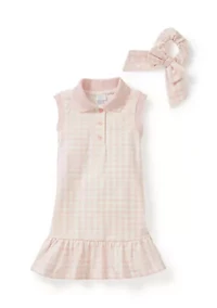 Toddler Girls Dress with Bow Scrunchie Set
