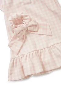 Toddler Girls Dress with Bow Scrunchie Set